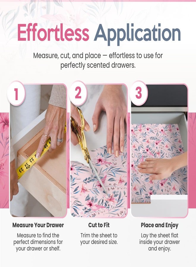 Linda's Essentials بطانات أدراج معطرة برائحة الزهور لأدراج الخزائن (10 أوراق كبيرة، 19.7 بوصة × 14.4 بوصة) - بطانة ورقية غير لاصقة لأدراج غرف النوم وخزائن الملابس من ليندا إسينشالز - Image 4