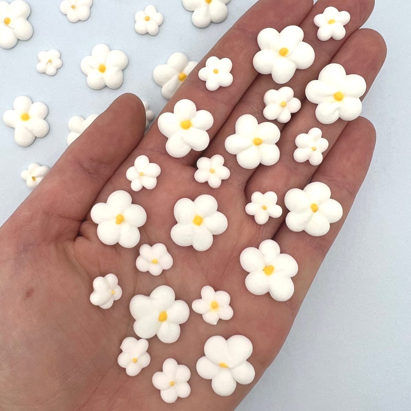 SIMPLY SUCRÃ‰ Royal Icing Blossoms  Mini Edible Flowers  Edible Roses  White Wedding Flowers  Cake Sprinkles  Bulk Sprinkle Mix  by Simply Sucr 54 Flowers White Blossoms - Image 3