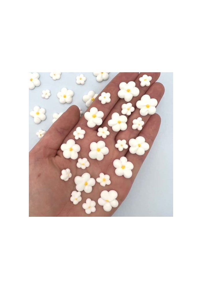 SIMPLY SUCRÃ‰ Royal Icing Blossoms  Mini Edible Flowers  Edible Roses  White Wedding Flowers  Cake Sprinkles  Bulk Sprinkle Mix  by Simply Sucr 54 Flowers White Blossoms - Image 1