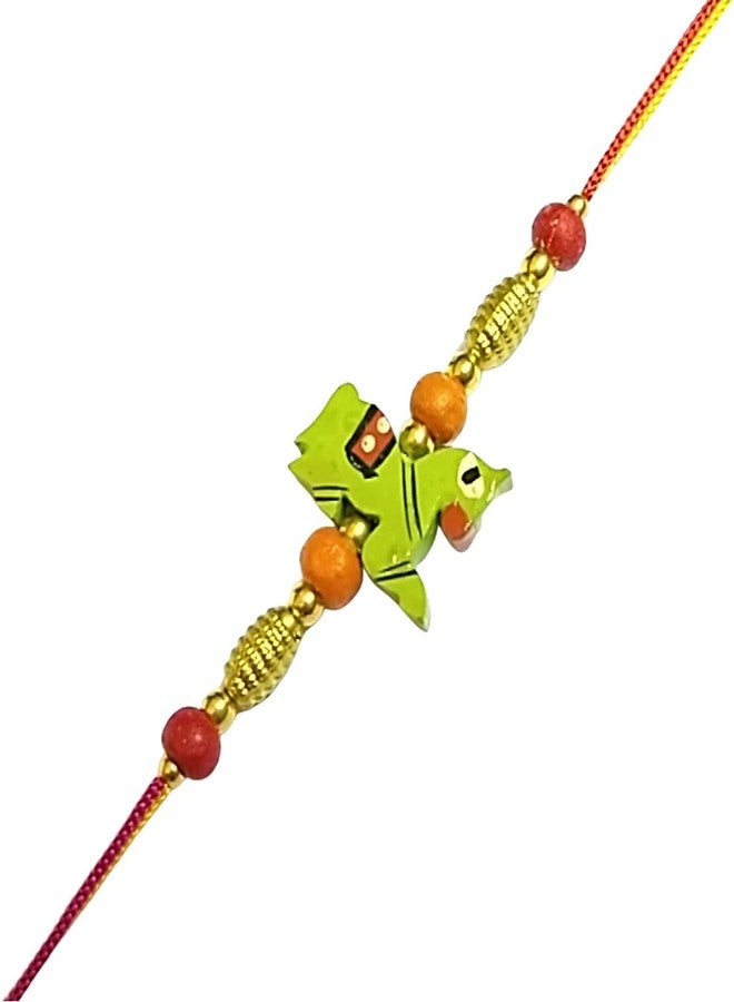 KRISHNA Rakhi Fancy Green Wooden Horse pendal with Environment Friendly for Rakshabandhan for Men and Boys - Image 1