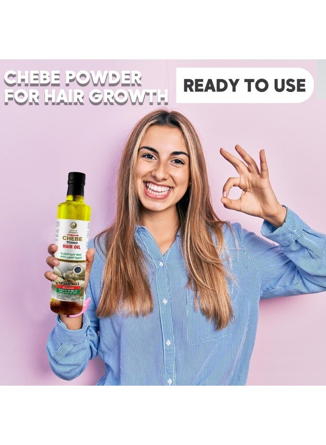 اماليكو زيت أماليكو لنمو الشعر مع مسحوق تشيبي - زيت عضوي جاهز للاستخدام لفروة الرأس والشعر الجاف التالف - زيت طبيعي غني بزيت الكانولا والنخيل والنعام وزيت الزيتون - 250 مل - Image 3