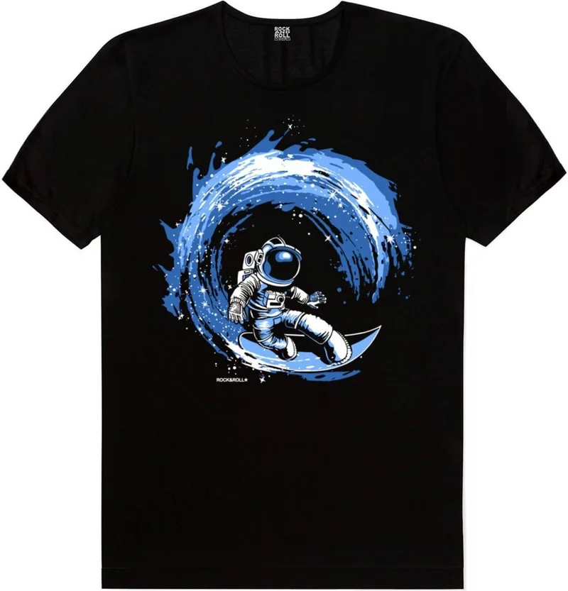Rock&Roll Astronaut with Broom, Barcode Astronaut, Galactic Surfer Men's 3-Piece Eco Pack T-Shirt