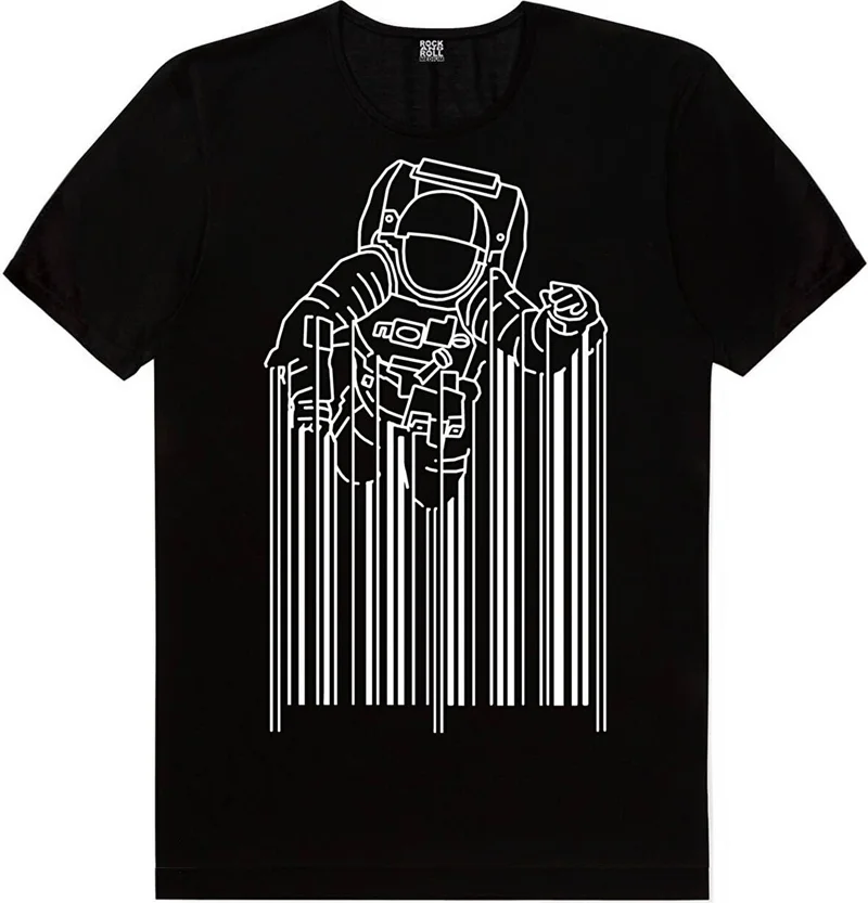 Rock&Roll Astronaut with Broom, Barcode Astronaut, Galactic Surfer Men's 3-Piece Eco Pack T-Shirt