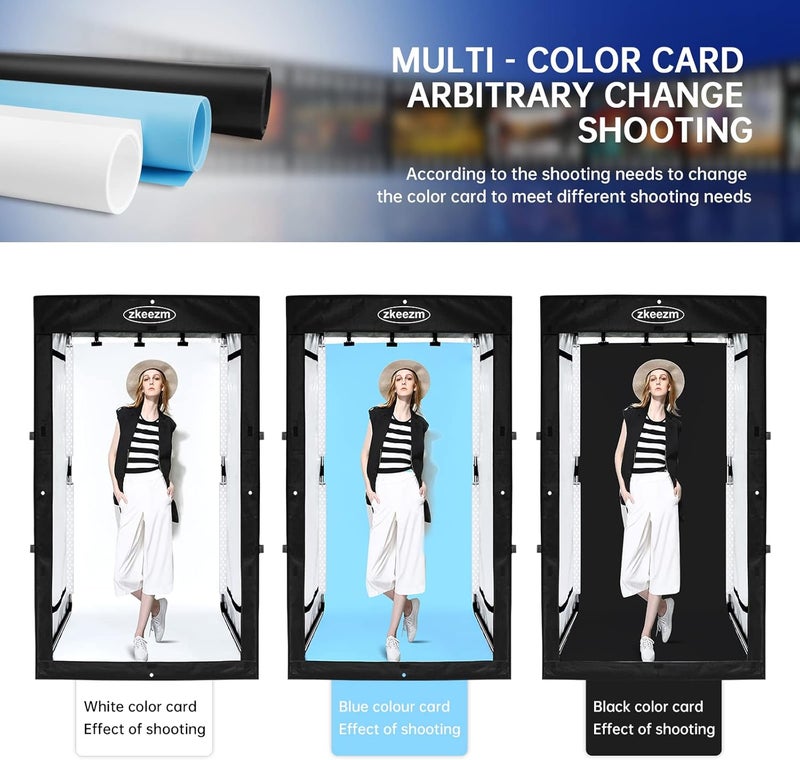 ZKEEZM Professional Photography Studio LED Dimmable Large Shooting Tent 47x39x78 Large Lightbox Photo Video Continuous Lighting Cube Shooting Tent Kit Soft Box with 3Colours Backdrops and Carrying Bag - Image 3