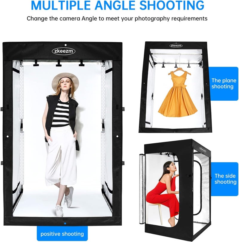 ZKEEZM Professional Photography Studio LED Dimmable Large Shooting Tent 47x39x78 Large Lightbox Photo Video Continuous Lighting Cube Shooting Tent Kit Soft Box with 3Colours Backdrops and Carrying Bag - Image 5