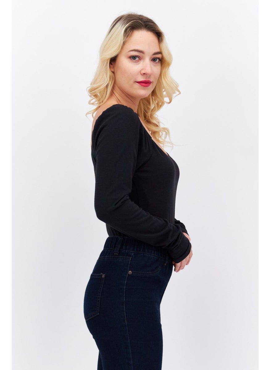 Levi's Women Long Sleeves Solid Bodysuit, Black  - Image 2