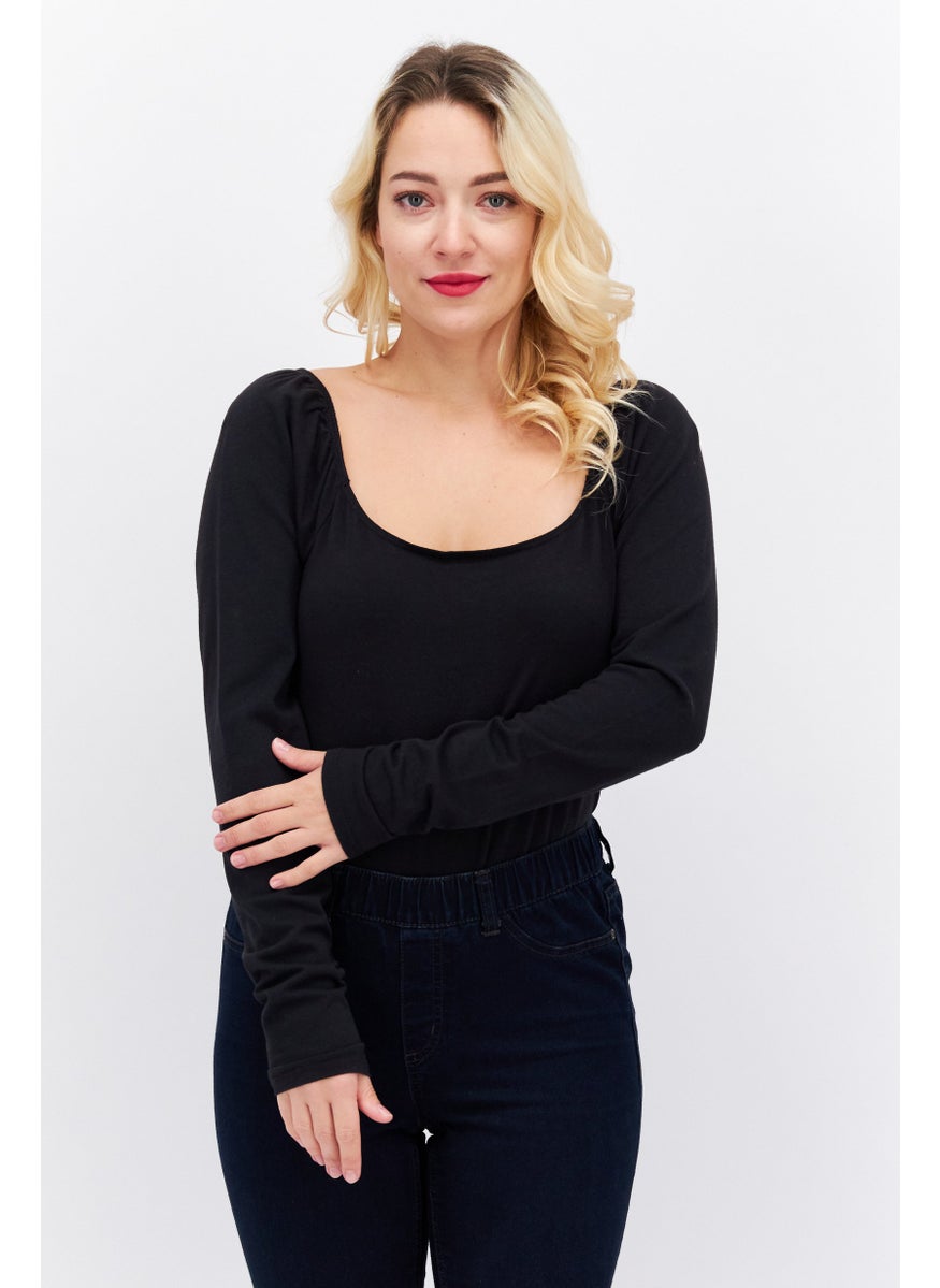 Levi's Women Long Sleeves Solid Bodysuit, Black  - Image 1