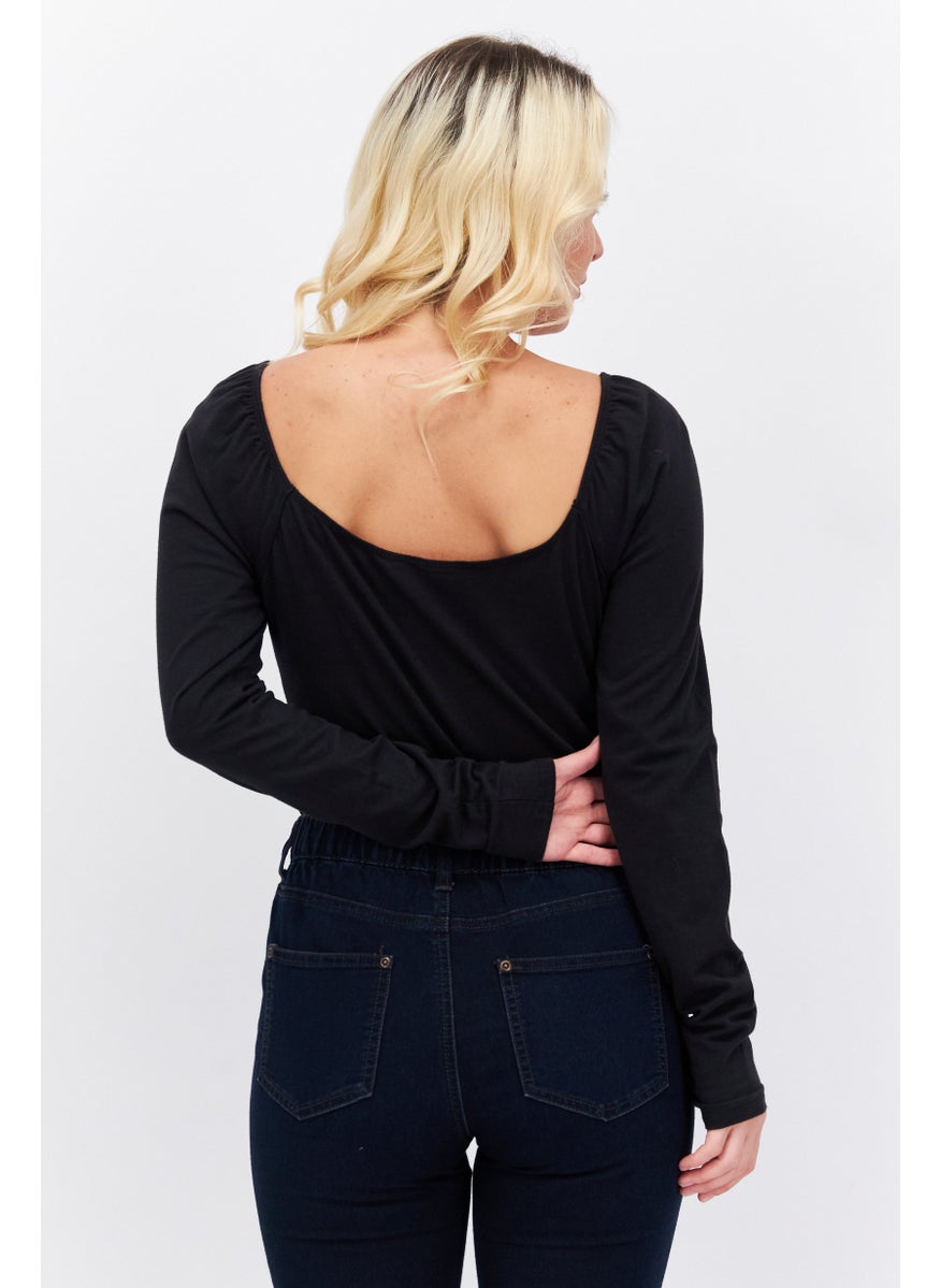 Levi's Women Long Sleeves Solid Bodysuit, Black  - Image 4
