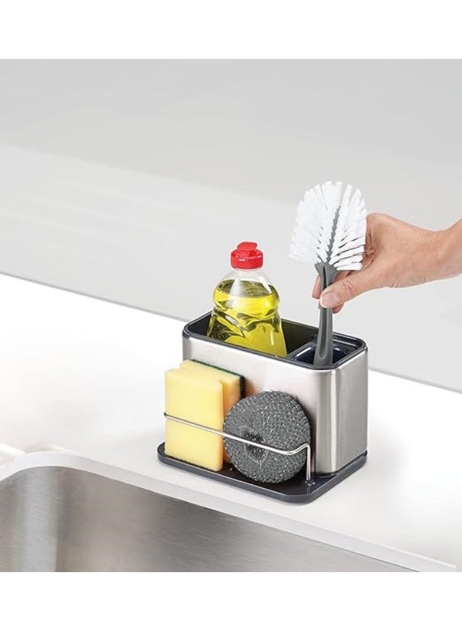 Kitchen Drain Rack, Shelf, Countertop, Dishwasher, Hand Sanitizer, Sponge, Sink, Cutlery, Chopsticks, Spoons, Kitchenware Storage Rack,Surface Stainless-steel Sink Area Organiser - Grey  - Image 5