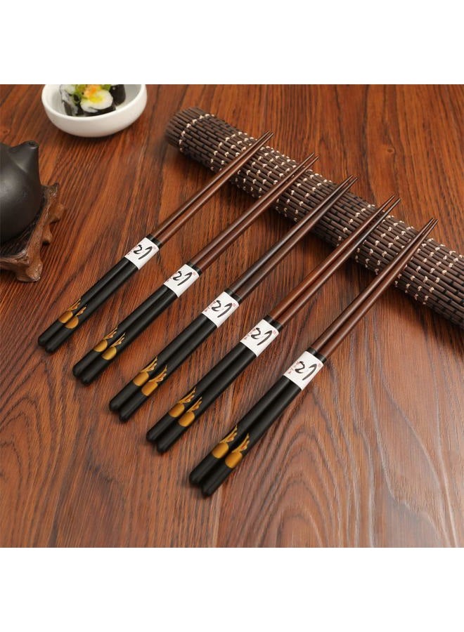 HuaLan Japanese Natural Wood Chopstick Set Reusable Classic Style Chopsticks Non-slip Design Chop Sticks 5 Pairs Gift Set - Image 5