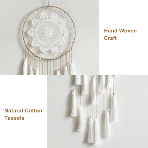Artilady Macrame Dream Catchers for Bedroom - Tassel Wall Hanging Handmade Dreamcatchers Home Decor with Tassel Feather Ornament Craft Blessing Gift - Image 5