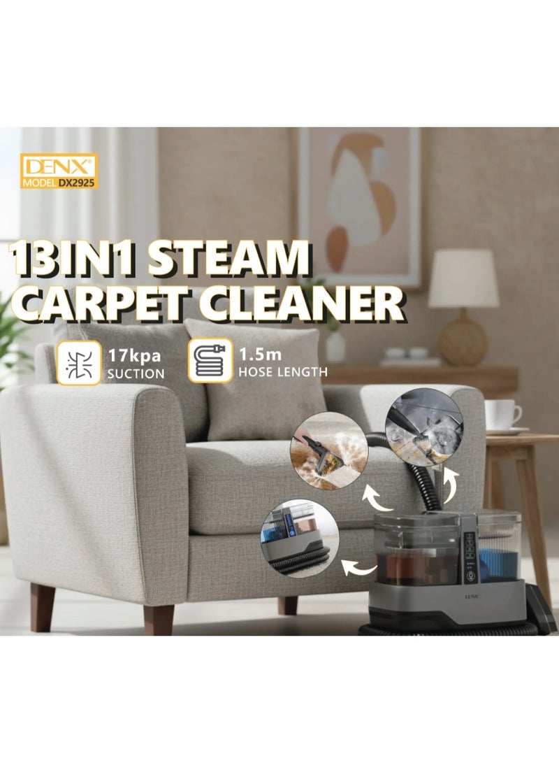 Denx 13-in-1 Steam Carpet and Upholstery Cleaner with Sanitizing Function – DX2925 - Image 4
