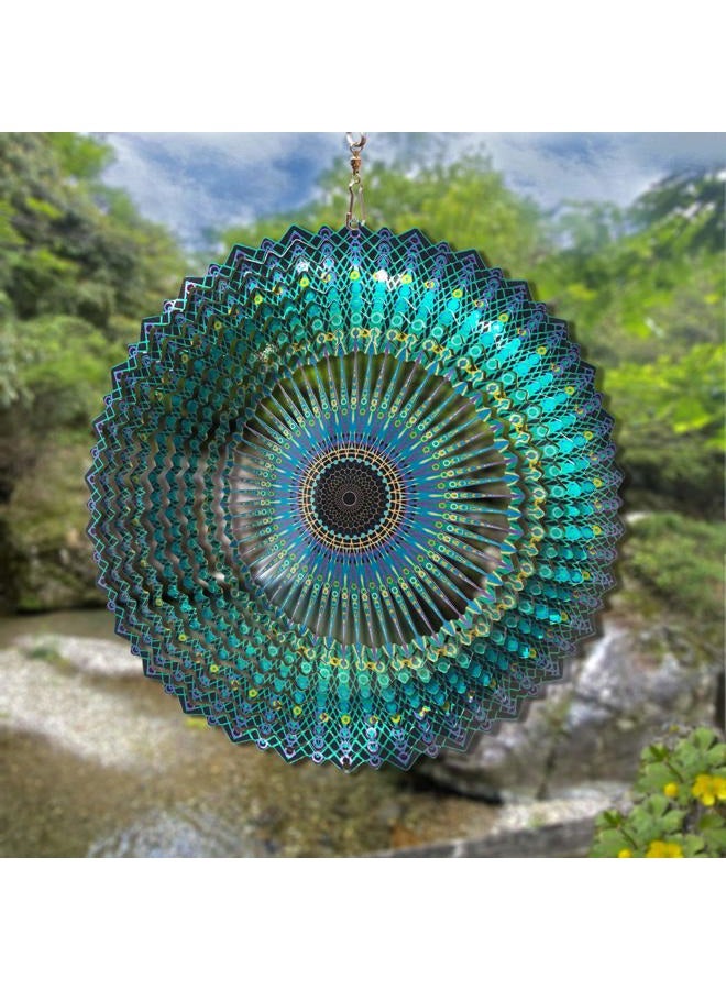 FONMY Wind Spinner Mandala Starry Sky 12 inch 3D Stainless Steel Laser Cut Metal Art Geometric Pattern - Hanging Wind Spinner, Kinetic Yard Art Decorations - Indoor/Outdoor Décor - Image 3