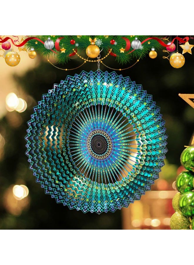 FONMY Wind Spinner Mandala Starry Sky 12 inch 3D Stainless Steel Laser Cut Metal Art Geometric Pattern - Hanging Wind Spinner, Kinetic Yard Art Decorations - Indoor/Outdoor Décor - Image 2