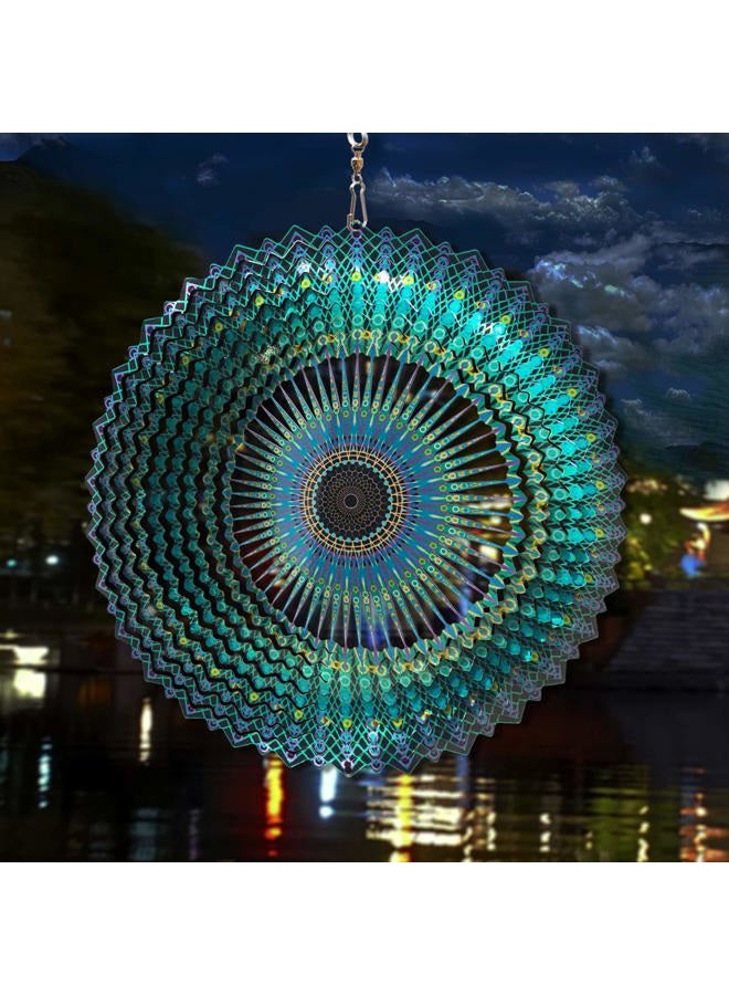 FONMY Wind Spinner Mandala Starry Sky 12 inch 3D Stainless Steel Laser Cut Metal Art Geometric Pattern - Hanging Wind Spinner, Kinetic Yard Art Decorations - Indoor/Outdoor Décor - Image 4