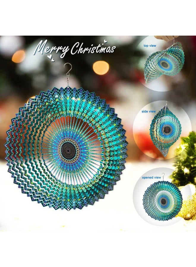 FONMY Wind Spinner Mandala Starry Sky 12 inch 3D Stainless Steel Laser Cut Metal Art Geometric Pattern - Hanging Wind Spinner, Kinetic Yard Art Decorations - Indoor/Outdoor Décor - Image 5