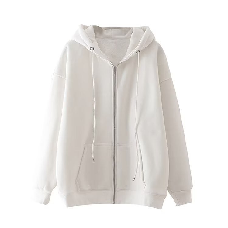 Generic Live broadcast empty board supply zipper coat gray autumn and winter New hooded top loose cardigan sweater Chinese cotton atmosphere White