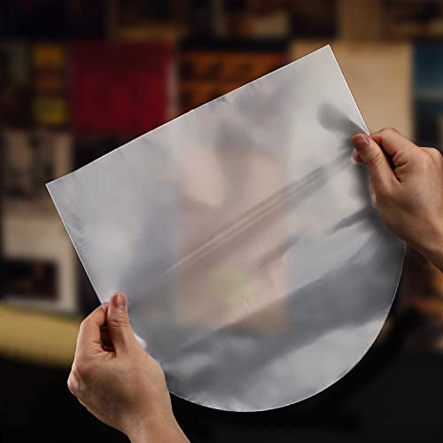 Facmogu 100PCS LP Vinyl Inner Sleeves, 12" Semi-Transparent Plastic Cover with 0.08mm Thick Anti-Static Material, for 33RPM Vinyl LP Records - Image 3
