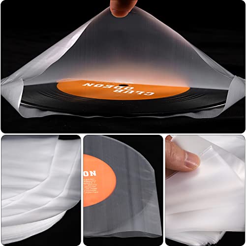 Facmogu 100PCS LP Vinyl Inner Sleeves, 12" Semi-Transparent Plastic Cover with 0.08mm Thick Anti-Static Material, for 33RPM Vinyl LP Records - Image 2