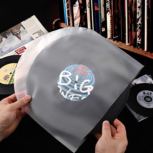 Facmogu 100PCS LP Vinyl Inner Sleeves, 12" Semi-Transparent Plastic Cover with 0.08mm Thick Anti-Static Material, for 33RPM Vinyl LP Records - Image 4