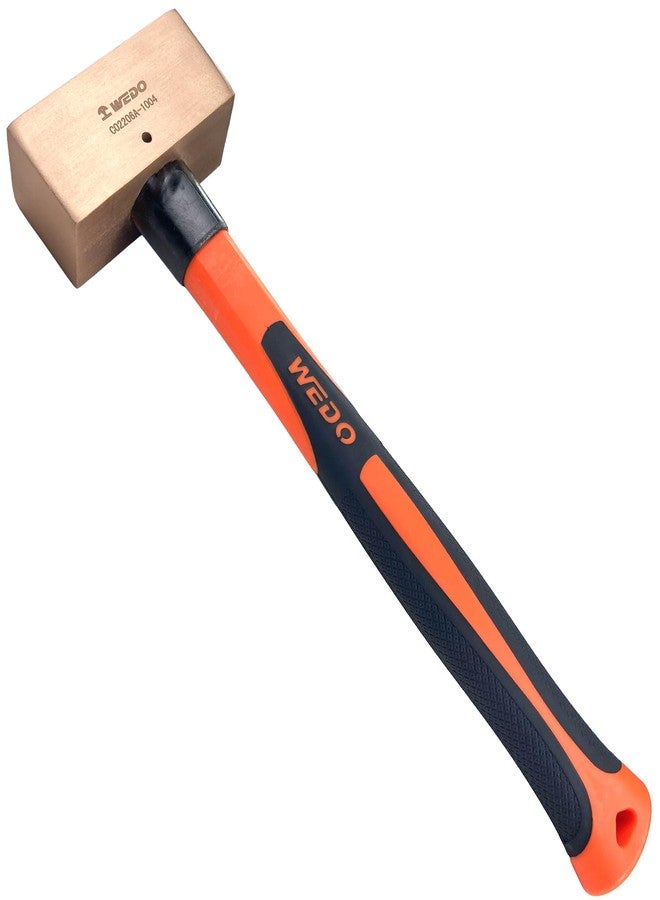 WEDO Copper Sledge Hammer 2lb, Strike Drilling Hammer with Fiberglass Handle, Club hammer, Crack Hammer, Double Face Copper Hammer, Die-Forged, Corrosion Resistant, 14" Length - Image 1