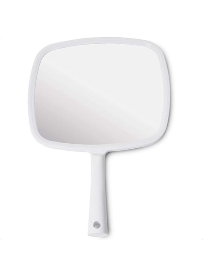 MIRRORVANA Hand Mirror with Ergonomic Handle Hand Held Mirror for Makeup Home Haircuts Dental and Barber Use 8 x 11 White - Image 1