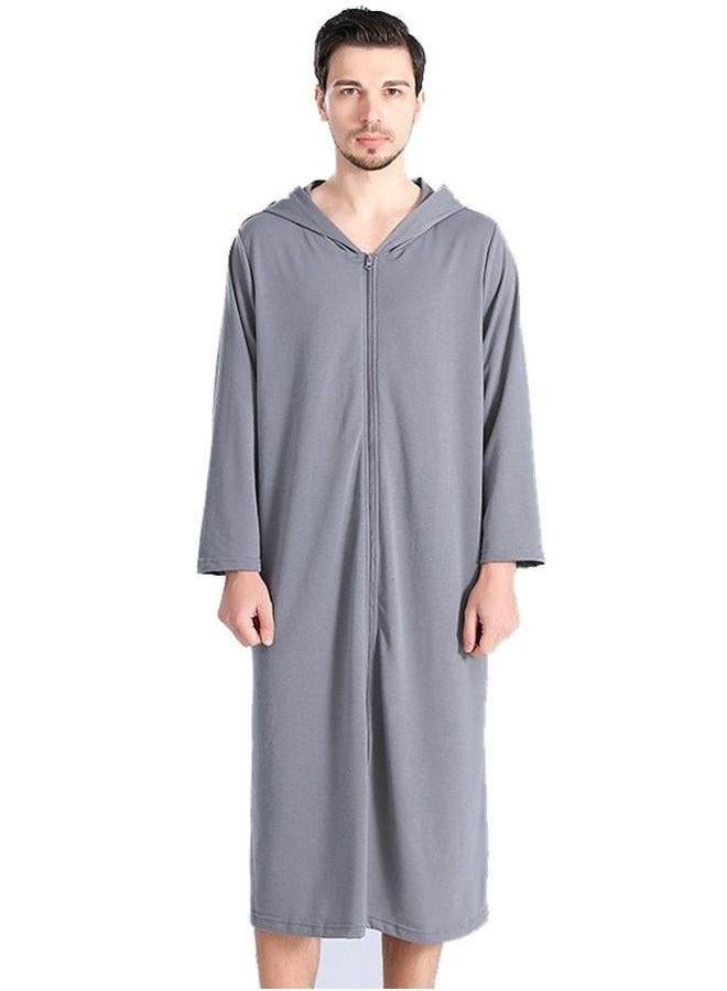 HOMESTAR Long zip-up bathrobe with hood, perfect for vacations by the sea, and beach Size L  - Image 1