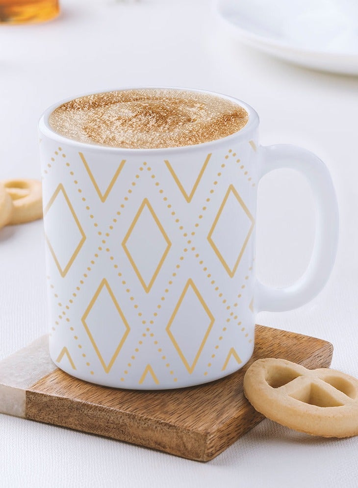 Angel Gold 6 Piece Opalware Plano Tea & Coffee Mug Set 240 ML |  Microwave & Dishwasher Safe | Freeze Resistant