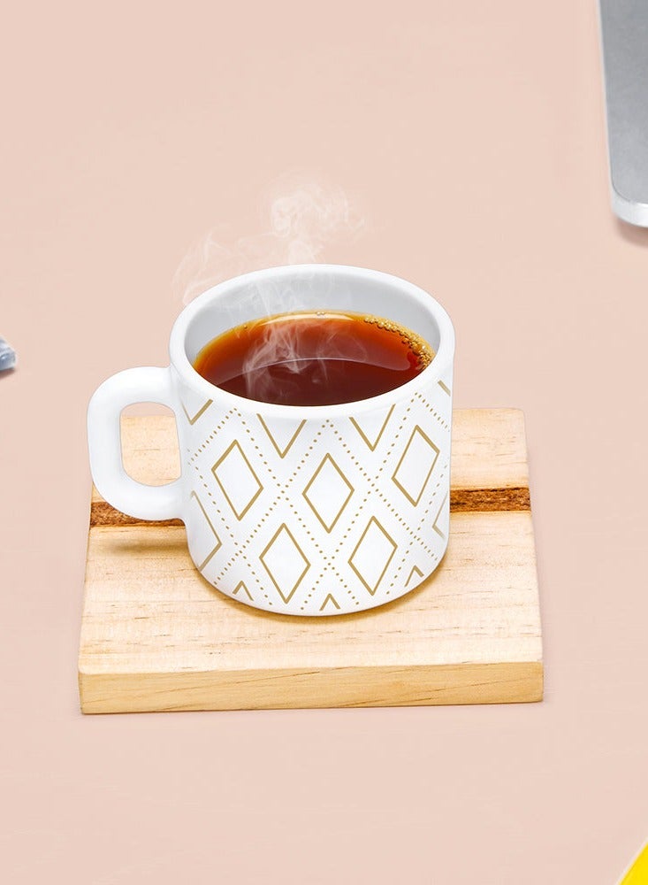 Angel Gold 6 Piece Opalware Plano Tea & Coffee Mug Set 240 ML |  Microwave & Dishwasher Safe | Freeze Resistant