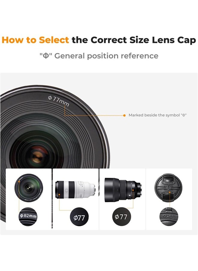 46mm Lens Cap Cover, Lens Cover + Anti-Loss Keeper Leash + Cleaning Cloth Compatible with Nikon, Canon, Sony, Fujifilm Camera Lenses
