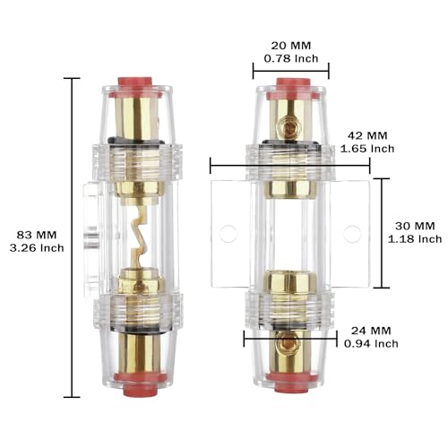 Carviya in-line AGU Fuse Holder for 4-10 Gauge AWG Wire / 6 Gauge & 8 Gauge/with Four 30A AGU Fuses for Car Audio/Alarm/Amplifier/Compressors/Auto Parts/Automotive/Marine/Industrial (30Amp, 2 Pack) - Image 3