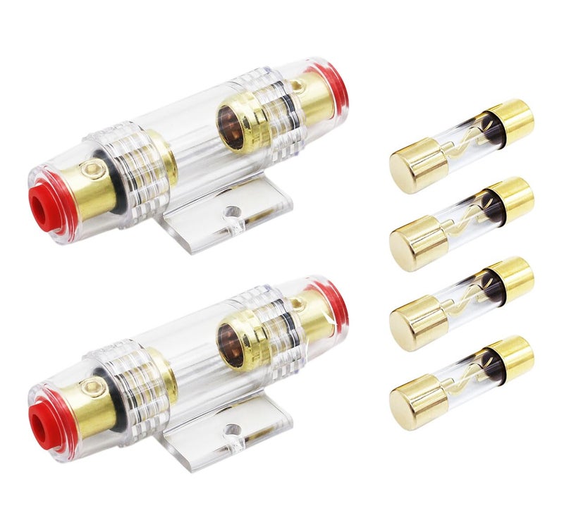 Carviya in-line AGU Fuse Holder for 4-10 Gauge AWG Wire / 6 Gauge & 8 Gauge/with Four 30A AGU Fuses for Car Audio/Alarm/Amplifier/Compressors/Auto Parts/Automotive/Marine/Industrial (30Amp, 2 Pack) - Image 1