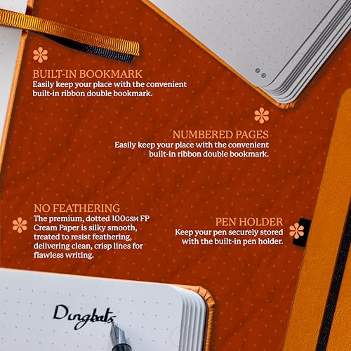 Dingbats* Notebooks Dingbats* Earth Dotted Writing Journal Notebook A5 - Vegan Leather Hardcover - Ideal for Work, Travel - Pocket, Elastic Closure & Bookmark - Image 3