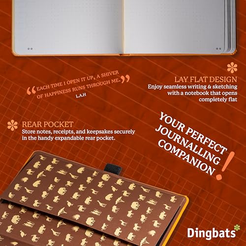 Dingbats* Notebooks Dingbats* Earth Dotted Writing Journal Notebook A5 - Vegan Leather Hardcover - Ideal for Work, Travel - Pocket, Elastic Closure & Bookmark - Image 5