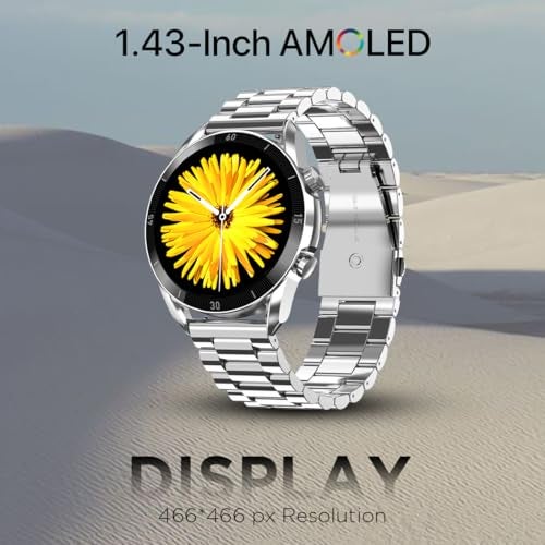 Fire-Boltt Legacy Luxury Round Smart Watch 1.43″ Super AMOLED,Bluetooth Calling,Wireless Charging,Voice Assistant,SpO₂ & Heart Rate Monitor,110+ Sports Modes,Metal Smart Watch for Men & Women - Silver - Image 3