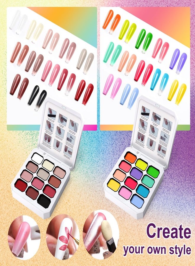 U-Shinein 24 Colors Gradient Nail Gel Palette Set, Hema ＆ TPO Free Bright Nude Black Blue White Pink Ombre Gel Nail for Pigment Painting Pat Nails Gel Kit, Perfect with Salon Pro DIY Home Nail Art - Image 5