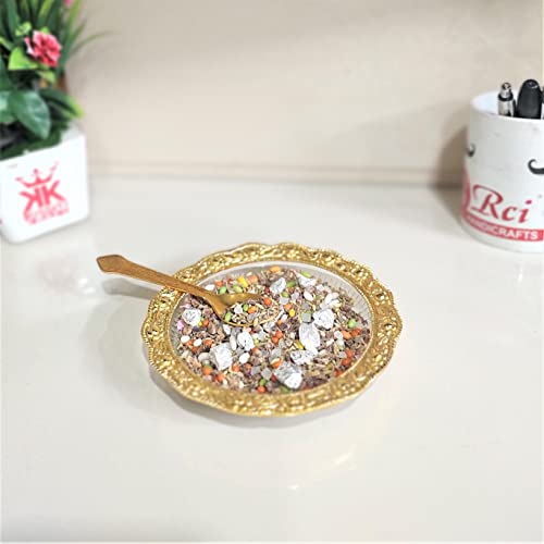 KridayKraft Glass Plate Mukhwas Tray,Saunf Supari Candy,Dry Fruit and Sweets Serving Tray in Traditional Design Metal (Pack of- 1 Glass Tray,1 Spoon)... - Image 5