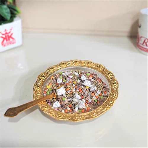 KridayKraft Glass Plate Mukhwas Tray,Saunf Supari Candy,Dry Fruit and Sweets Serving Tray in Traditional Design Metal (Pack of- 1 Glass Tray,1 Spoon)... - Image 3