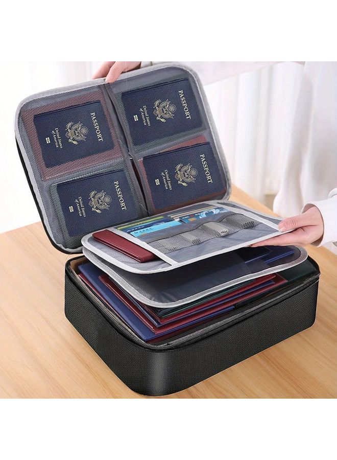 Gray Document Bag 3 Layer File Storage Case With Water Resistant Zipper Portable Travel Home Organizer For Laptop Files Certificates - Image 4