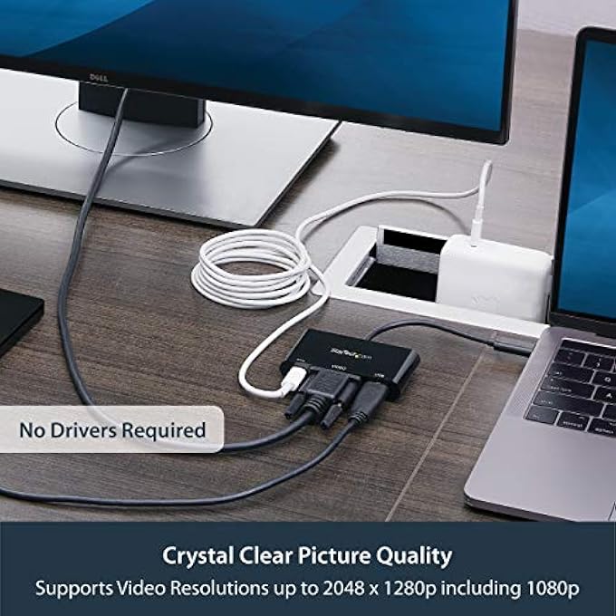 Startech.com .COM USB-C VGA MULTIPORT ADAPTER - USB-A PORT - WITH POWER DELIVERY (USB PD) - USB C ADAPTER CONVERTER - USB C DONGLE (CDP2VGAUACP) - Image 3