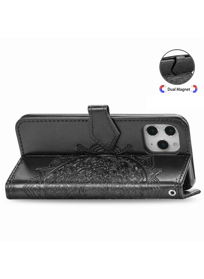 Zaboon Case For iPhone 12 / 12 Pro Halfway Mandala Embossing Pattern Horizontal Flip Leather Case with Holder & Card Slots & Wallet & Lanyard - Image 2