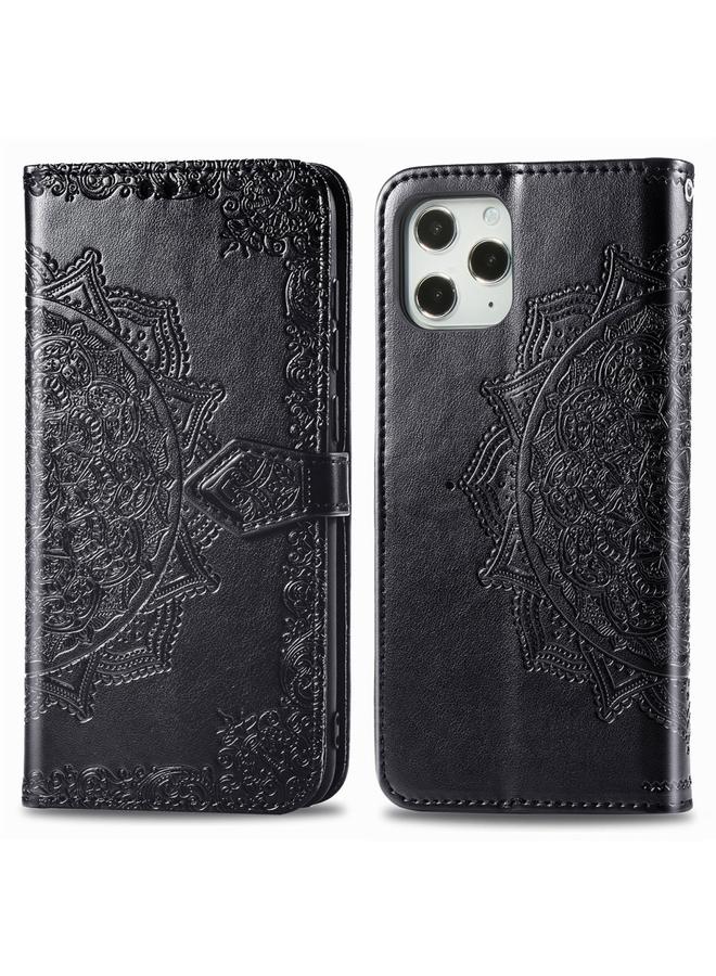 Zaboon Case For iPhone 12 / 12 Pro Halfway Mandala Embossing Pattern Horizontal Flip Leather Case with Holder & Card Slots & Wallet & Lanyard - Image 1