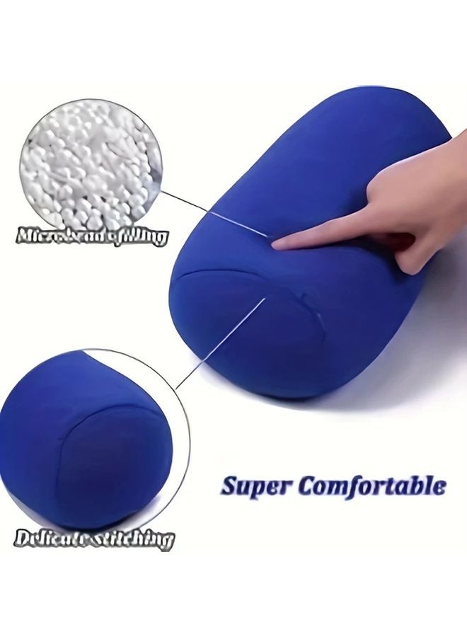 وسادة أنبوبية بحبيبات ديب بلو الزرقاء الداعمة والناعمة للرقبة والساقين والذراعين والظهر مع وسادة محمولة - Image 3