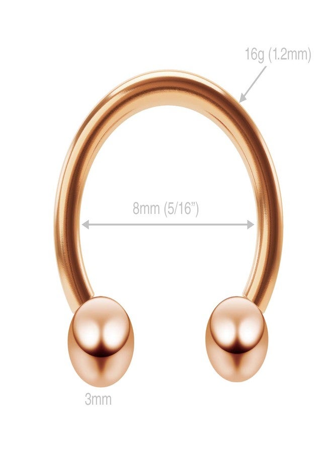 Bling Piercing 2pc 16g Rose Gold Circular Barbell Horseshoe Earrings Tragus Helix Daith Septum Eyebrow Piercing 8mm - Image 2