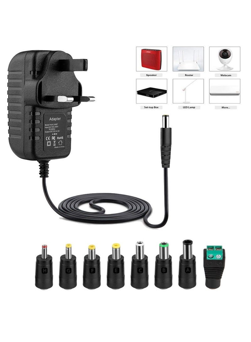 Youque 8 in 1 Universal 12V Power Adapter Connector Charging Cable with 8 Connector Trips for LED Strip Lights Wireless Router USB HUB Switches Security Cameras CCTV indoor and out door DVR Boxes TV Box Power - Image 4
