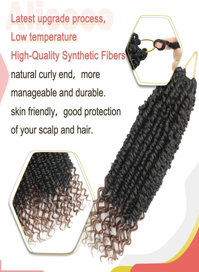 Alicoco Passion Twist Crochet Hair 8 Inch Passion Twist Hair Pre Looped 8 Packs Spring Twist Crochet Braids with Curly Ends Pre-Twisted Crochet Hair for Women (1B/30) - Image 3