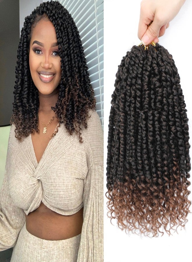 Alicoco Passion Twist Crochet Hair 8 Inch Passion Twist Hair Pre Looped 8 Packs Spring Twist Crochet Braids with Curly Ends Pre-Twisted Crochet Hair for Women (1B/30) - Image 1