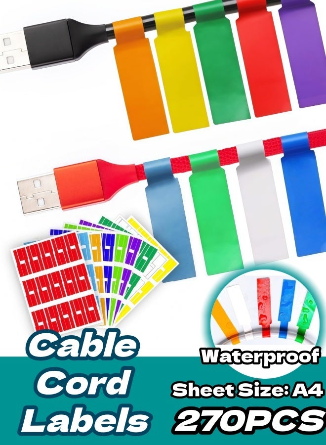 9 Sheet 270 Pcs Cable Labels for Management,Self-Adhesive, Tear-Resistant,Writable or Printable with Laser Printer. - Image 1