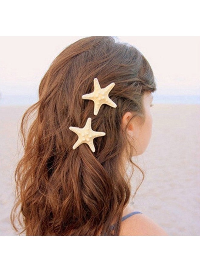 Frcolor 2PCS Starfish Hair Clip Handmade Natural Sea Star Hair Pins Cute Headwear for Girls Women, Random Size - Image 2