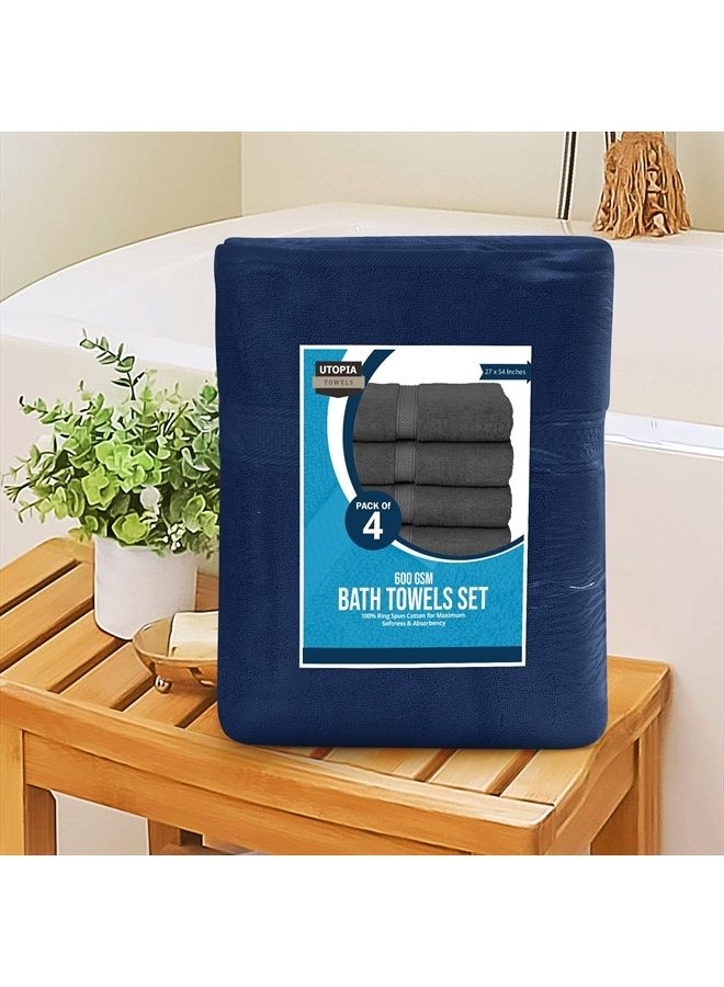 Utopia Towels 4 Pack Premium Bath Towels Set, (27 x 54 Inches) 100% Ring Spun Cotton 600GSM, Lightweight and Highly Absorbent Quick Drying Towels, Perfect for Daily Use (Navy) - Image 5